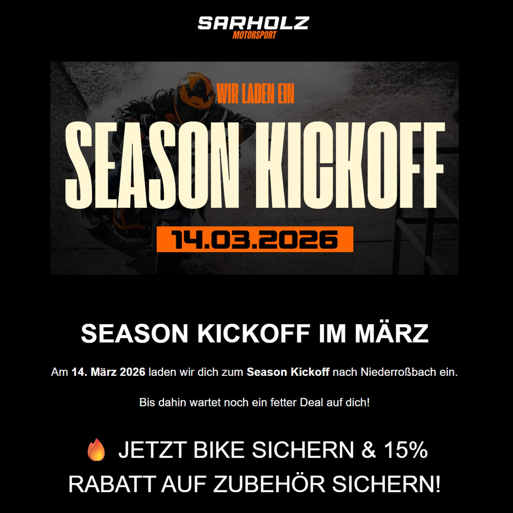 SEASON KICKOFF IM MÄRZ